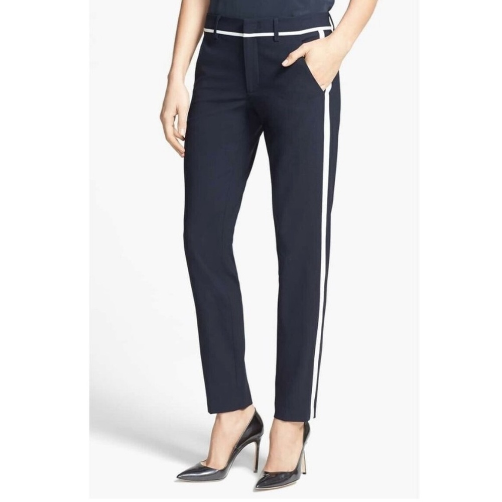 Vince Wool Nautical Strapping Tuxedo Navy Blue Pants. - Picture 1 of 9
